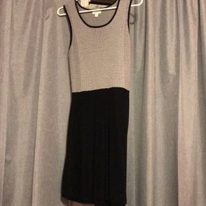 Gray patchwork top/ black bottom sweater dress